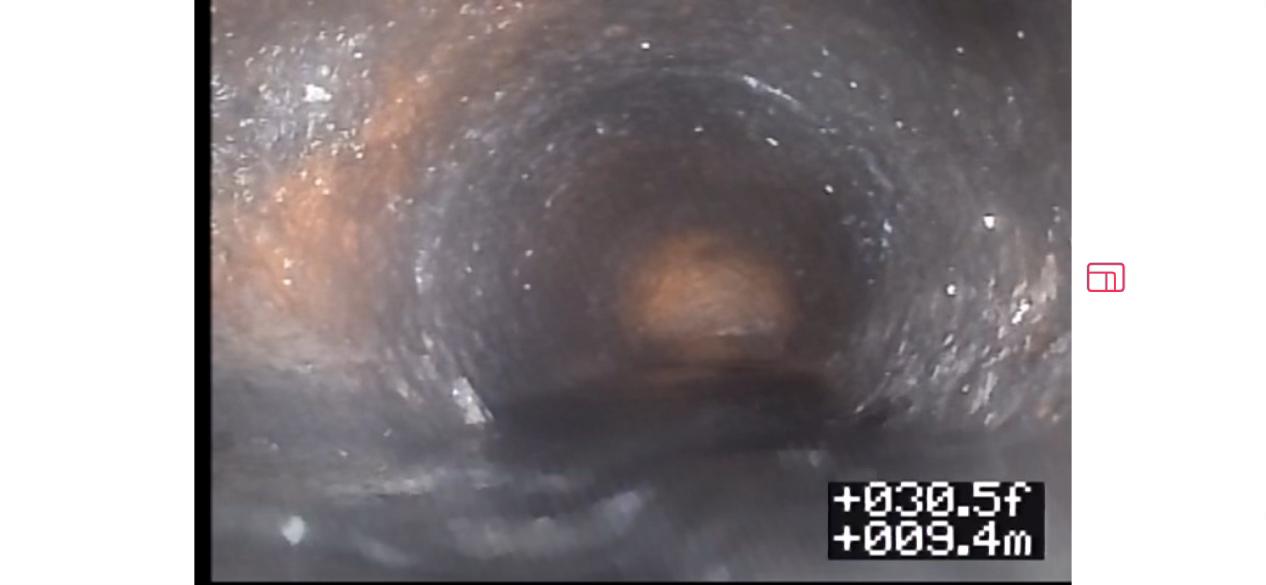 Drain camera footage showing clear pipe interior after cleaning, commercial plumbing in Abbotsford