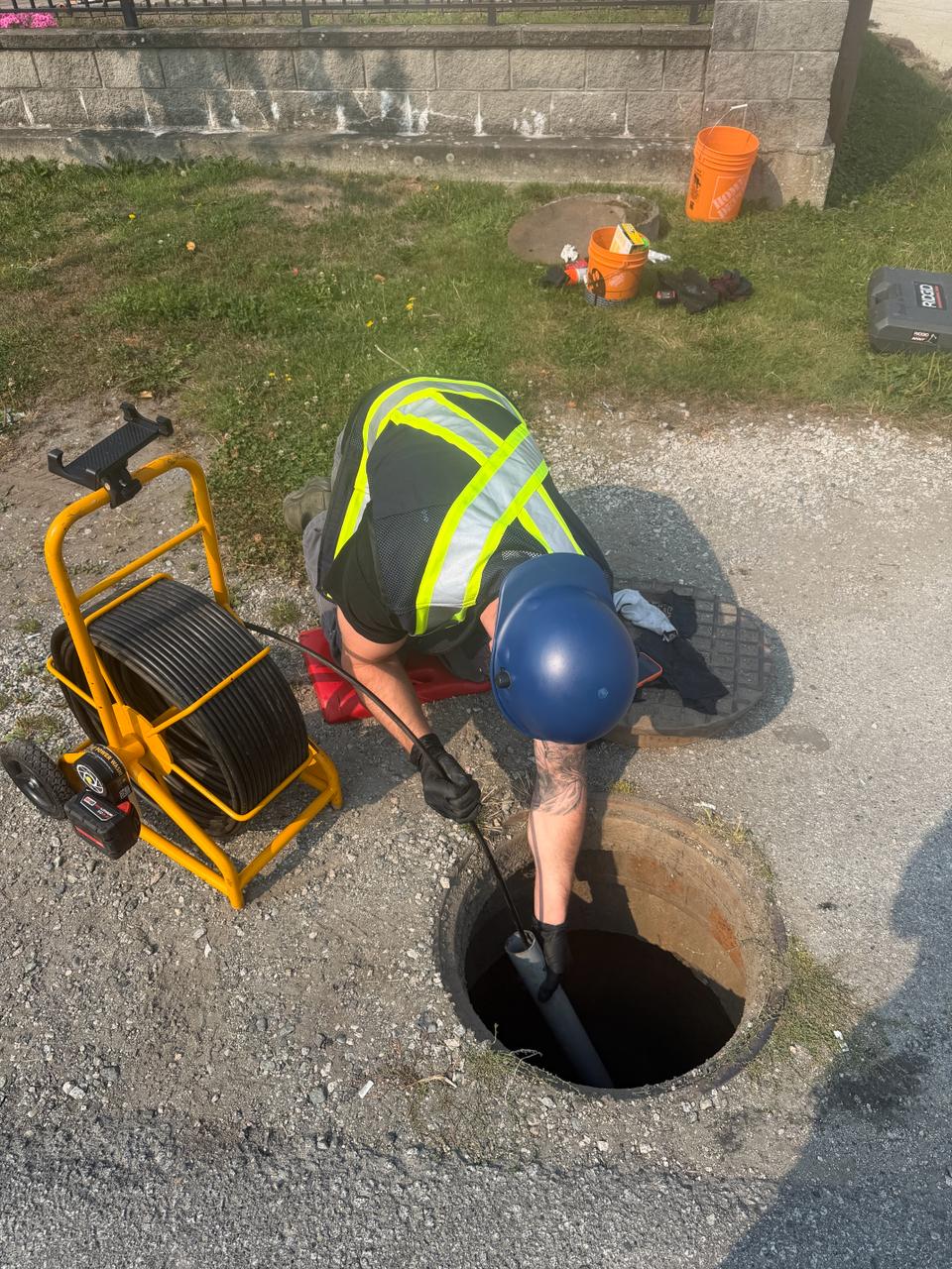 Richmond sewer tie in drain camera sonde inspection manhole