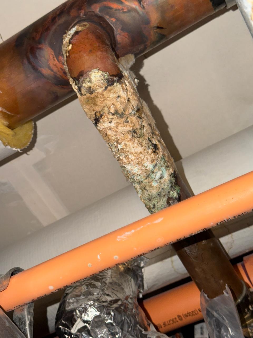 Richmond condo corroded 4in copper hot water main pinhole leak